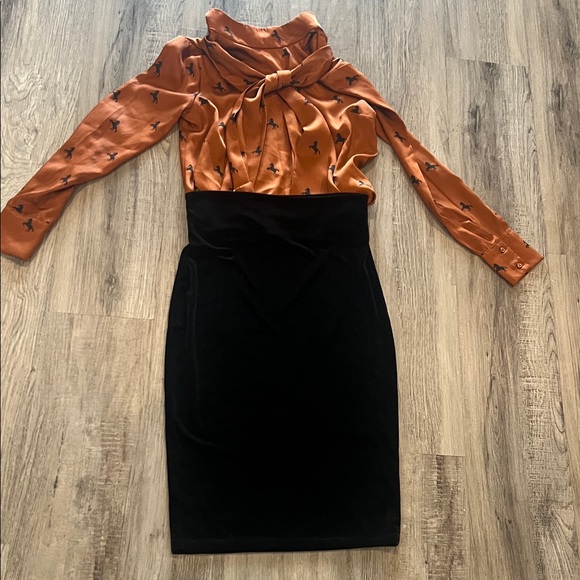 Elegant Orange and Black Women's Dress - Picture 1 of 3